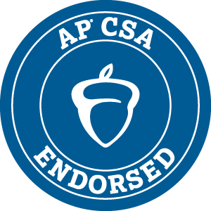 Blue acorn logo reading 'AP CSA Endorsed.'